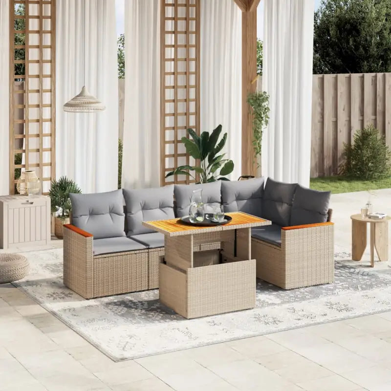Zwart materiaal loungeset met gepoedercoat staal en comfortabele afmetingen - Beige en grijs / zonder opbergruimte