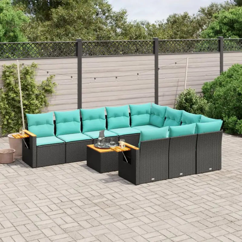 Zwart materiaal loungeset met gepoedercoat staal en comfortabele afmetingen - Tuinsets