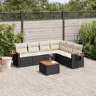 Zwart materiaal loungeset met gepoedercoat staal en comfortabele afmetingen - Zwart en crème / Met tafel - Tuinsets