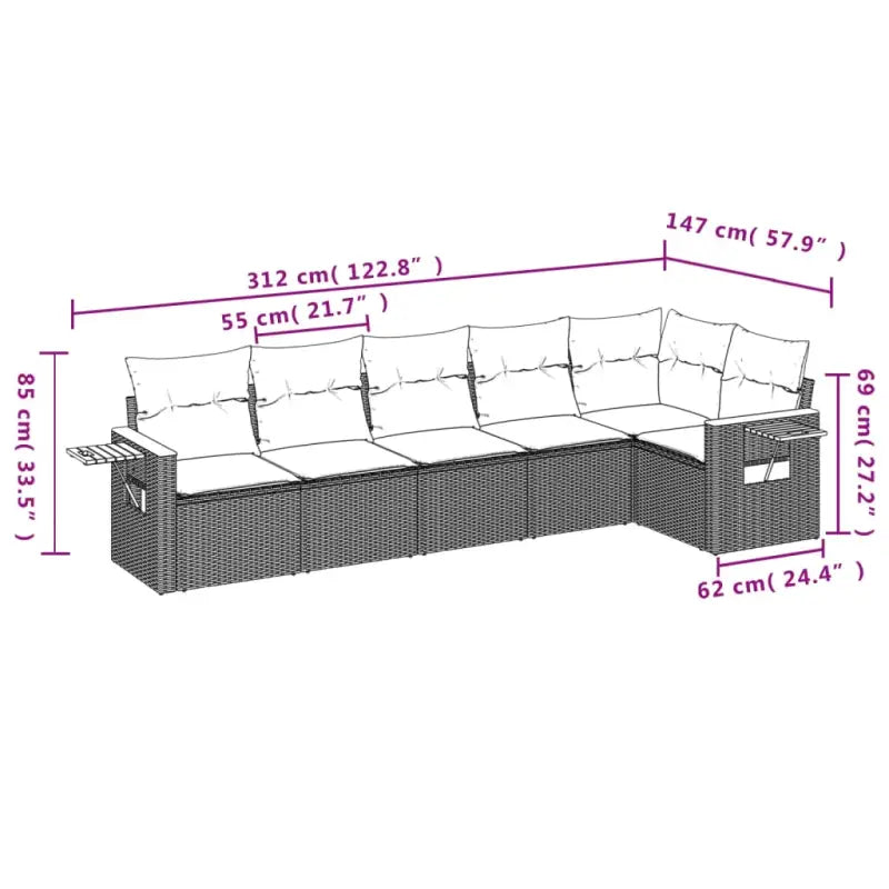 Zwart materiaal loungeset met gepoedercoat staal en comfortabele afmetingen - Tuinsets