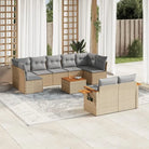 Zwart materiaal loungeset met gepoedercoat staal en comfortabele afmetingen - Beige en grijs / Met tafel - Tuinsets