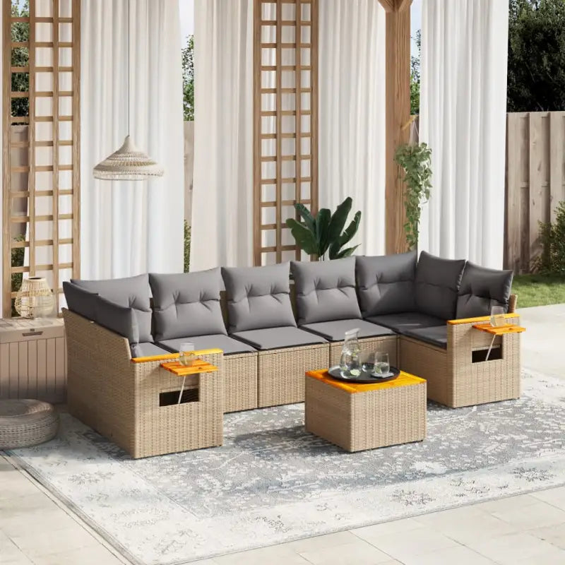 Zwart materiaal loungeset met gepoedercoat staal en comfortabele afmetingen - Beige en grijs - Tuinsets