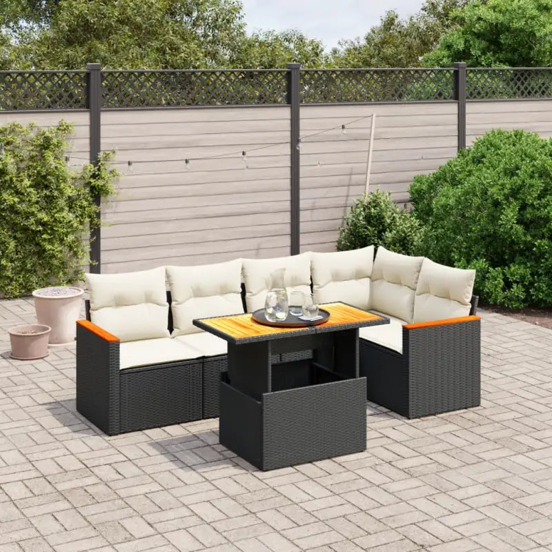 Zwart materiaal loungeset met gepoedercoat staal en comfortabele afmetingen - Zwart en crème / zonder opbergruimte