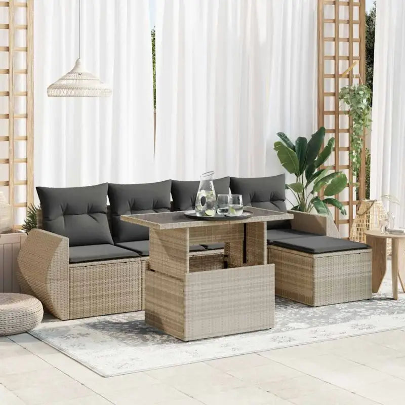 Zwart materiaal loungeset met gepoedercoat staal en comfortabele afmetingen - Lichtgrijs / met opbergruimte - Tuinsets