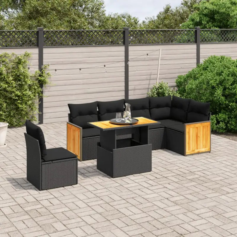 Zwart materiaal loungeset met gepoedercoat staal en comfortabele afmetingen - Tuinsets