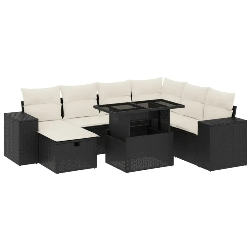 Zwart materiaal loungeset met gepoedercoat staal en comfortabele afmetingen - Tuinsets