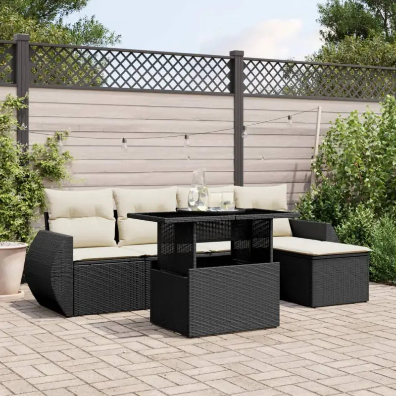 Zwart materiaal loungeset met gepoedercoat staal en comfortabele afmetingen - Tuinsets