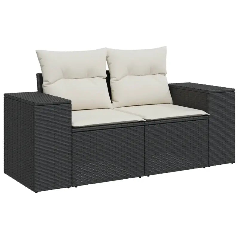 Zwart materiaal loungeset met gepoedercoat staal en comfortabele afmetingen - Tuinsets