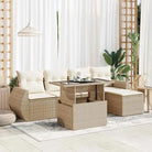 Zwart materiaal loungeset met gepoedercoat staal en comfortabele afmetingen - beige en crèmekleurig / met opbergruimte