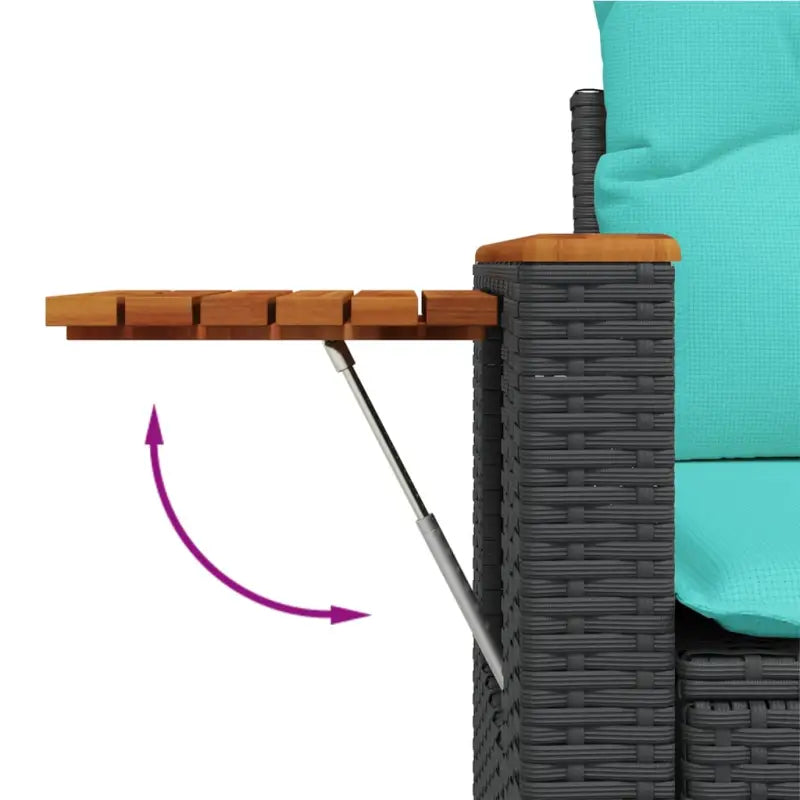 Zwart materiaal loungeset met gepoedercoat staal en comfortabele afmetingen - Tuinsets