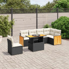 Zwart materiaal loungeset met gepoedercoat staal en comfortabele afmetingen - Zwart en crème - Tuinsets