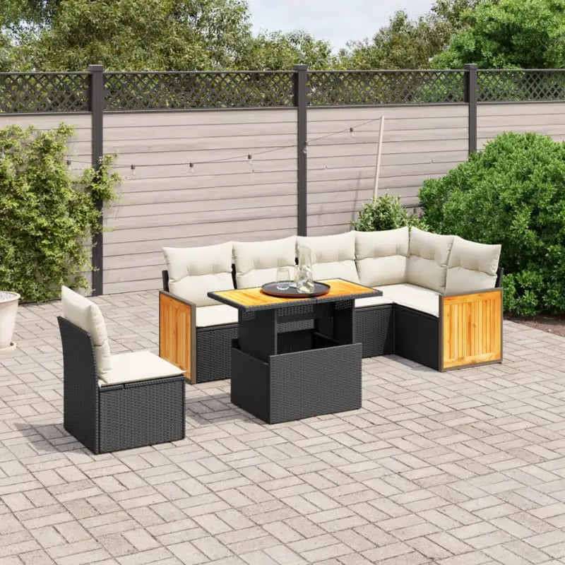 Zwart materiaal loungeset met gepoedercoat staal en comfortabele afmetingen - Zwart en crème - Tuinsets
