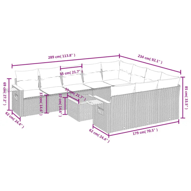 Zwart materiaal loungeset met gepoedercoat staal en comfortabele afmetingen - Tuinsets