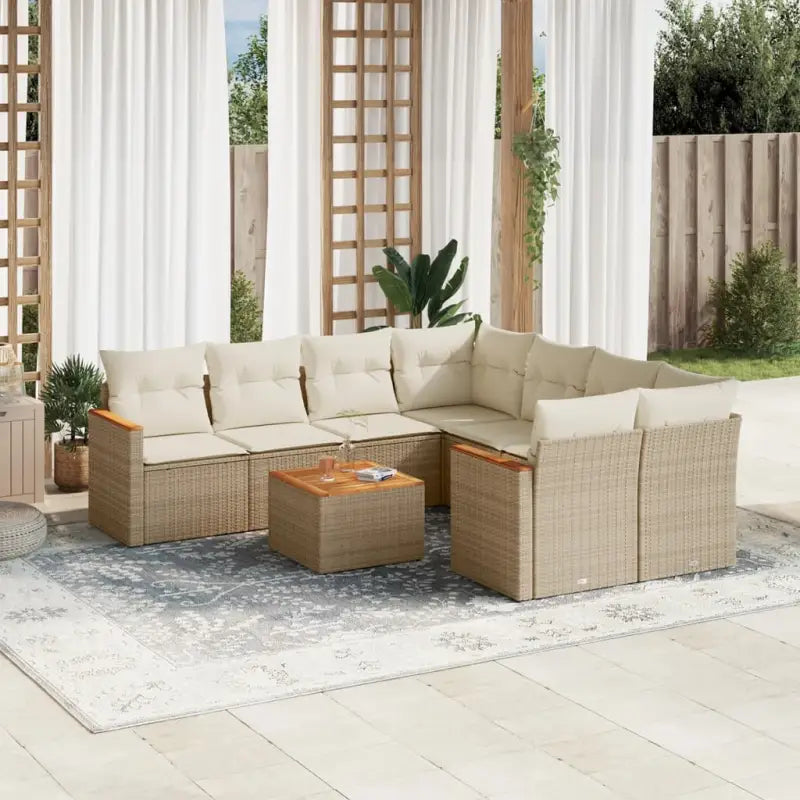 Zwart materiaal loungeset met gepoedercoat staal en ideale afmetingen - Beige - Tuinsets