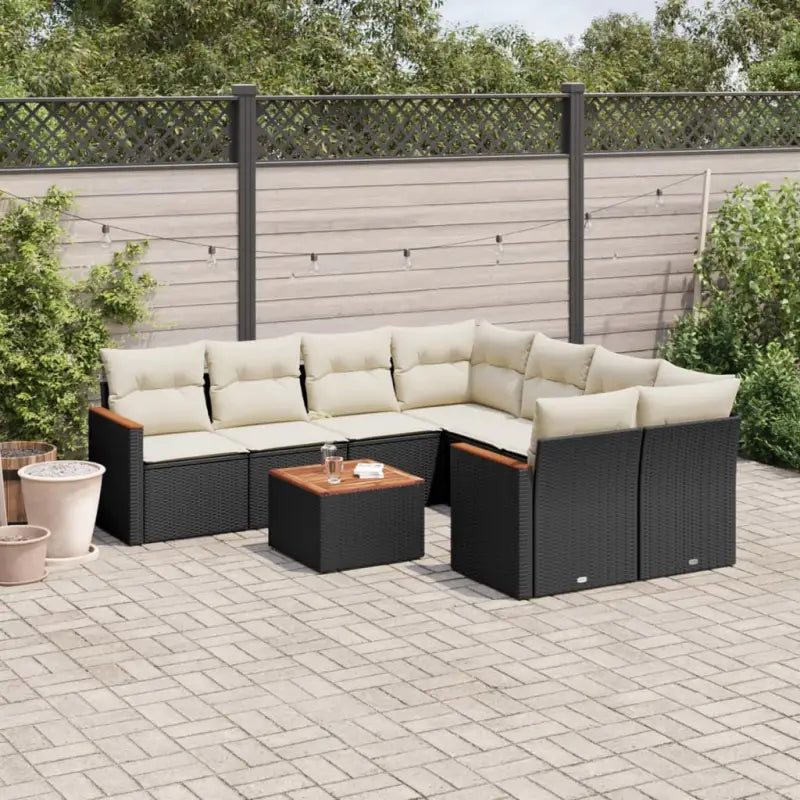 Zwart materiaal loungeset met gepoedercoat staal en ideale afmetingen - Zwart en crème - Tuinsets