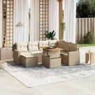 Zwart materiaal loungeset met gepoedercoat staal en perfecte afmetingen - beige en crèmekleurig / Tafel + 3x midden