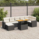 Zwart materiaal loungeset met gepoedercoat staal en perfecte afmetingen - Zwart en crème / 3x hoek + 3x midden + Tafel