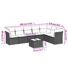 Zwart materiaal loungeset met gepoedercoat staal en poly rattan - Tuinsets