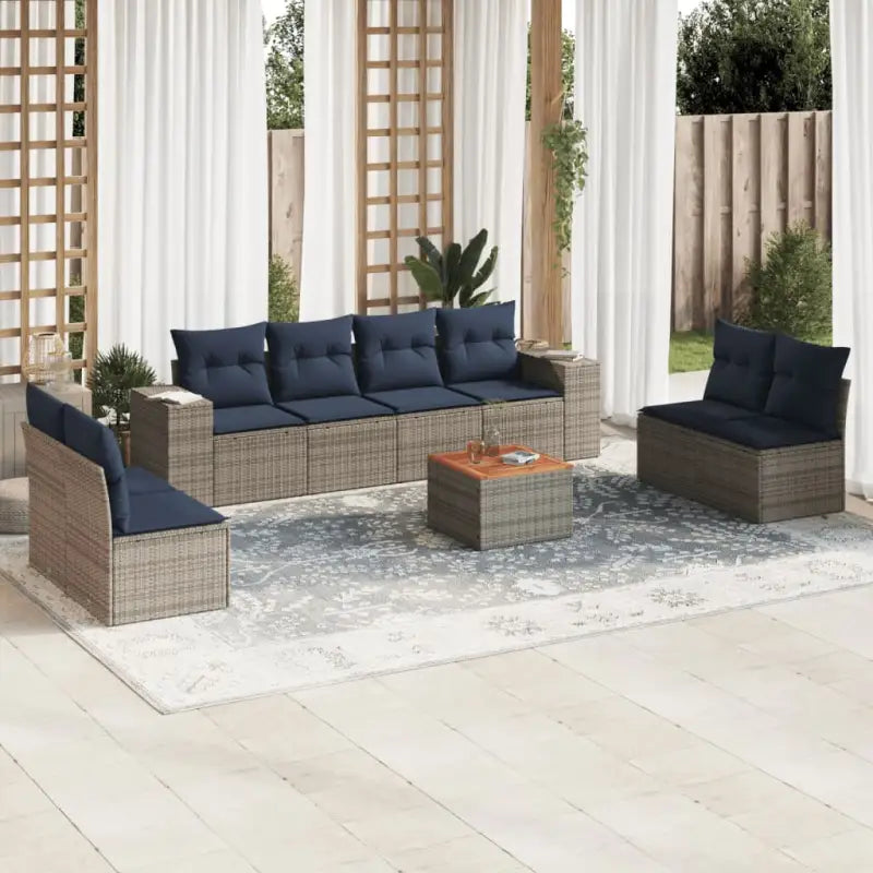Zwart materiaal loungeset met gepoedercoat staal en ruime afmetingen - Grijs - Tuinsets