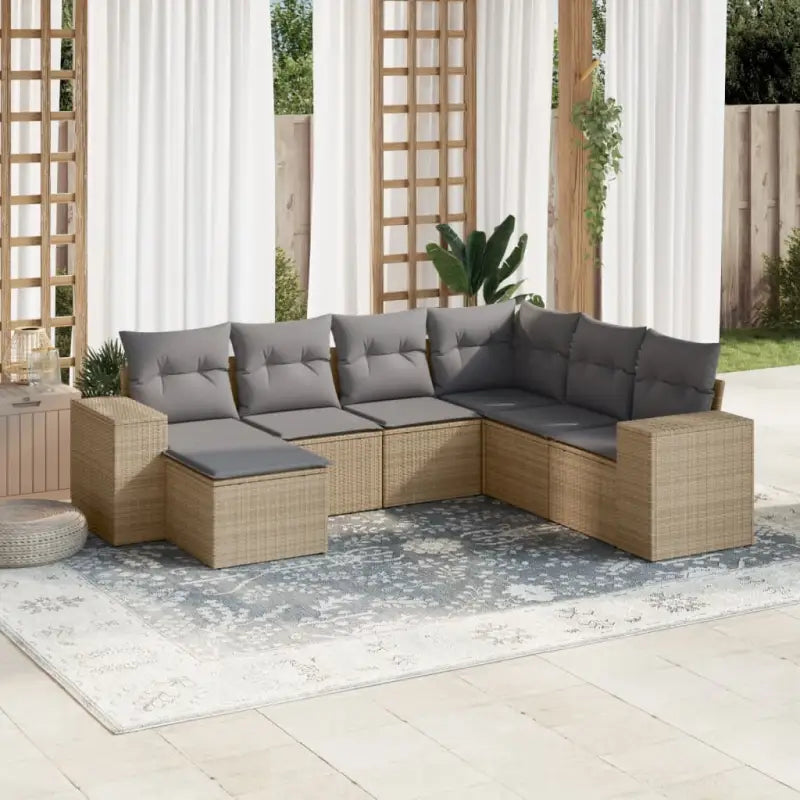 Zwart materiaal loungeset met gepoedercoat staal en waterdichte tas - beige en lichtgrijs / Zonder tafel - Tuinsets