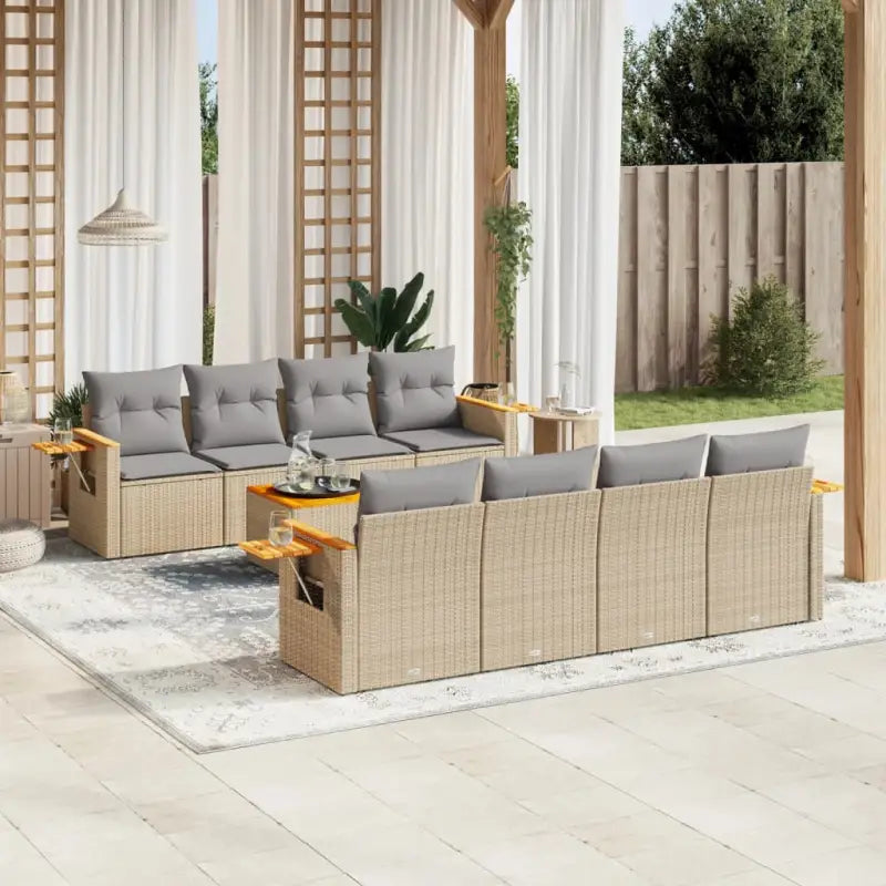 Zwart materiaal loungeset met gepoedercoat staal en waterdichte tas - Beige en grijs - Tuinsets