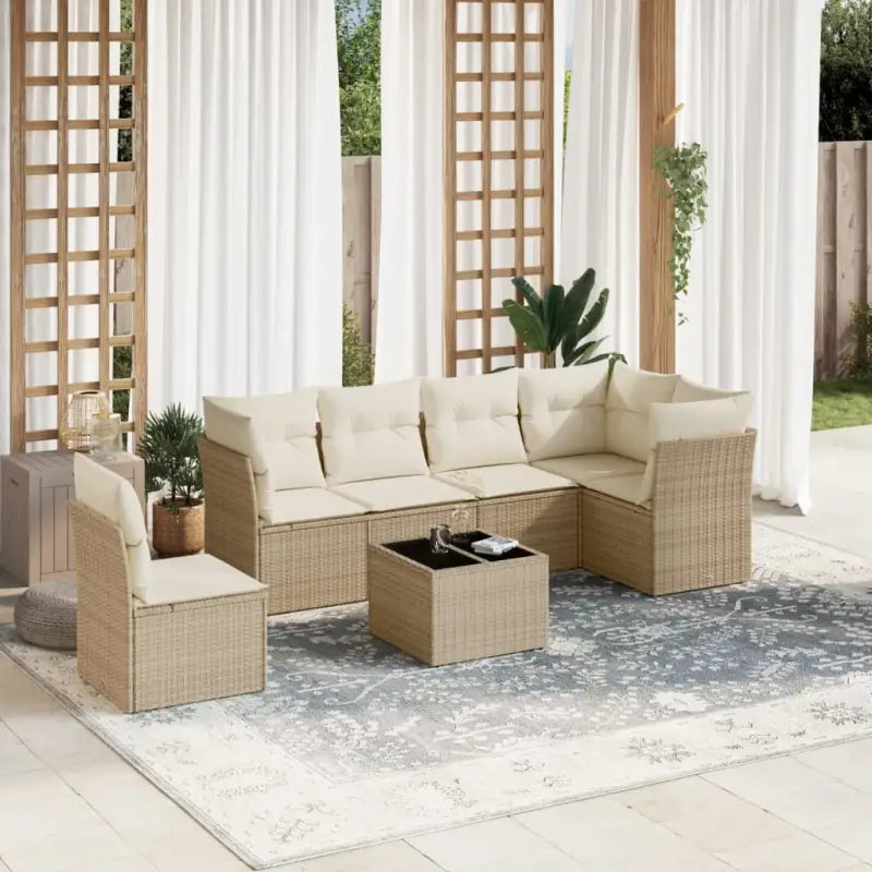Zwart materiaal loungeset met gepoedercoat staal en waterdichte tas - beige en crèmekleurig / Met tafel - Tuinsets