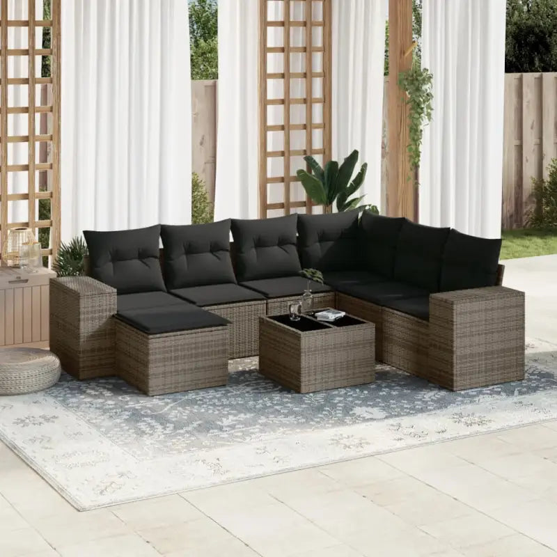 Zwart materiaal loungeset met gepoedercoat staal en waterdichte tas - grijs en donkergrijs / Met tafel - Tuinsets