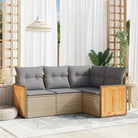 Zwart materiaal loungeset met gepoedercoat staal en waterdichte tas - Beige en grijs / Zonder tafel - Tuinsets