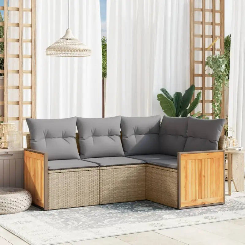 Zwart materiaal loungeset met gepoedercoat staal en waterdichte tas - Beige en grijs / Zonder tafel - Tuinsets