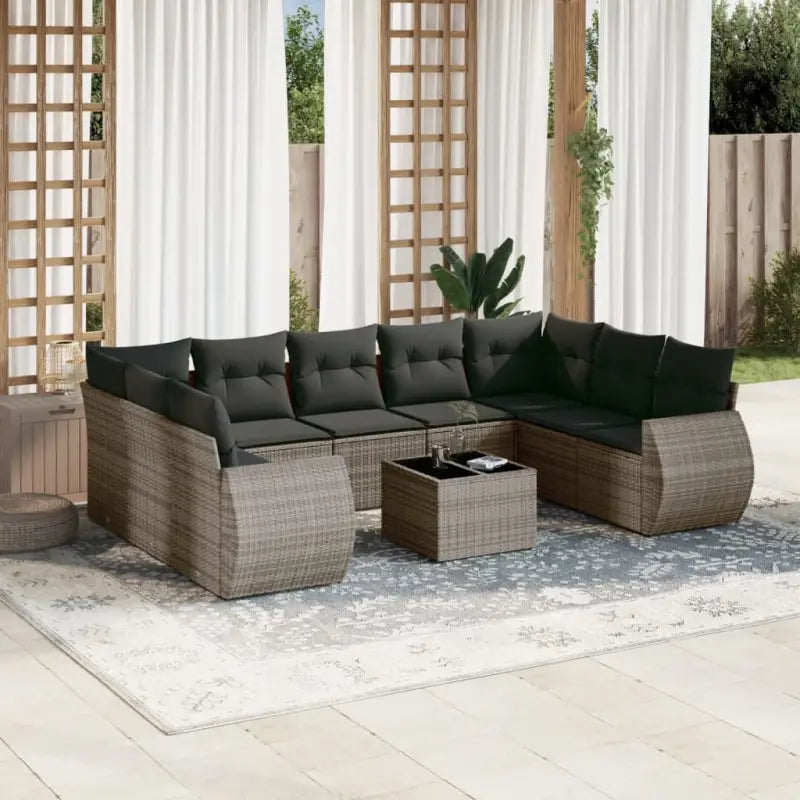 Zwart materiaal loungeset met gepoedercoat staal en waterdichte tas - grijs en donkergrijs / Met tafel - Tuinsets