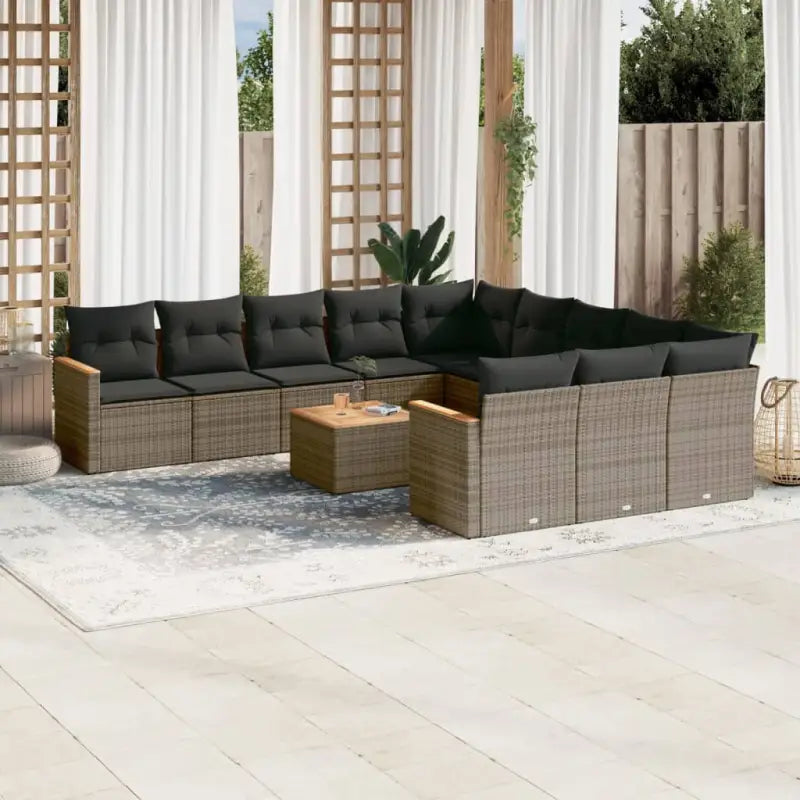Zwart materiaal loungeset met gepoedercoat staal en waterdichte tas - Grijs / Met tafel - Tuinsets
