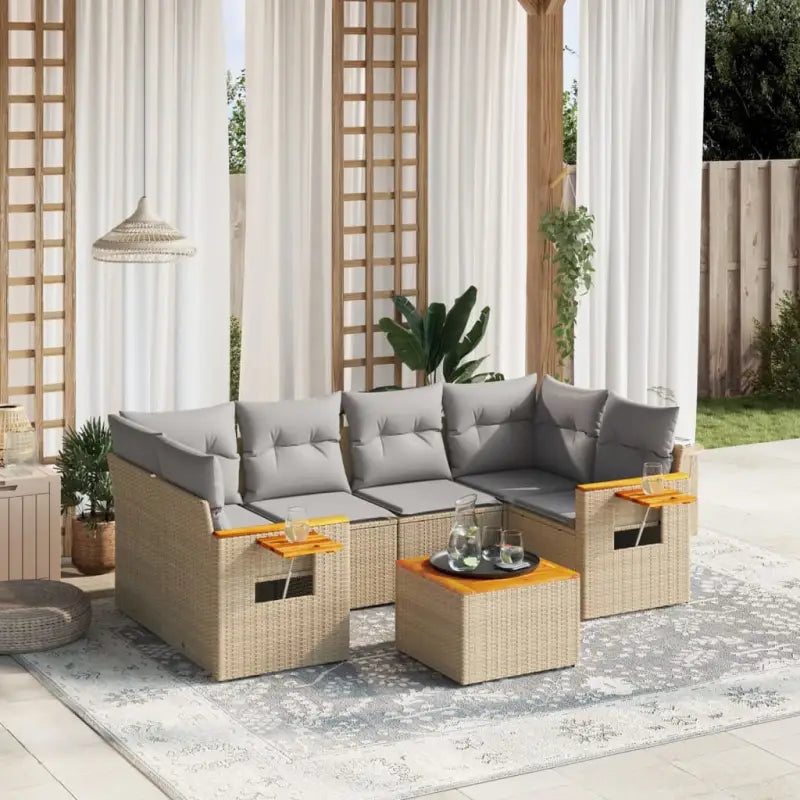 Zwart materiaal loungeset met gepoedercoat staal en waterdichte tas - Beige en grijs - Tuinsets