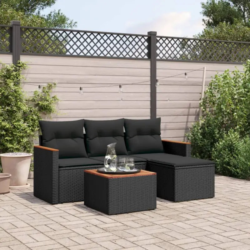 Zwart materiaal loungeset met gepoedercoat staal en waterdichte tas - Zwart / Met tafel - Tuinsets