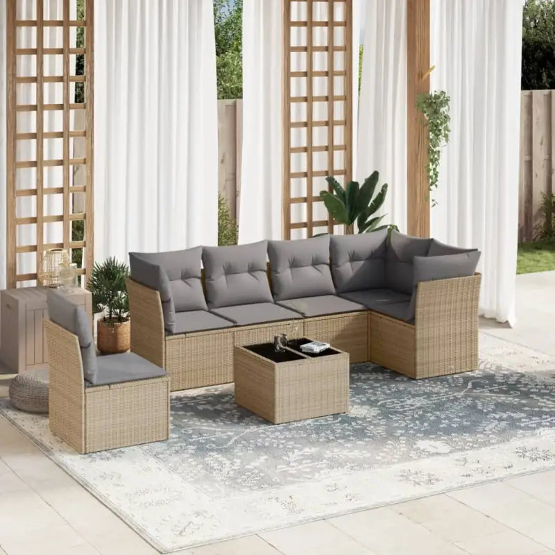 Zwart materiaal loungeset met gepoedercoat staal en waterdichte tas - Beige en grijs / Met tafel - Tuinsets