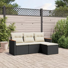 Zwart materiaal loungeset met gepoedercoat staal en waterdichte tas - Zwart en crème / Zonder tafel - Tuinsets