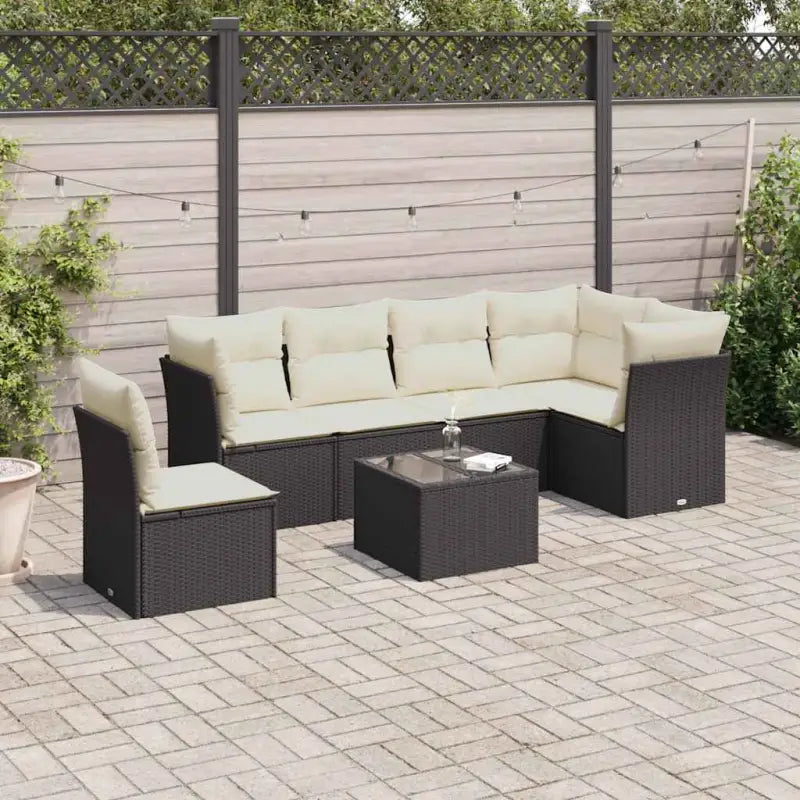 Zwart materiaal loungeset met gepoedercoat staal en waterdichte tas - Zwart en crème / Met tafel - Tuinsets