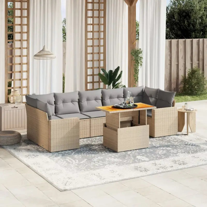 Zwart materiaal loungeset met gepoedercoat staal voor buiten comfortabel genieten - Beige en grijs / zonder