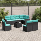 Zwart materiaal loungeset met gepoedercoat staal voor buiten genoten - Zwart en blauw / Met tafel - Tuinsets