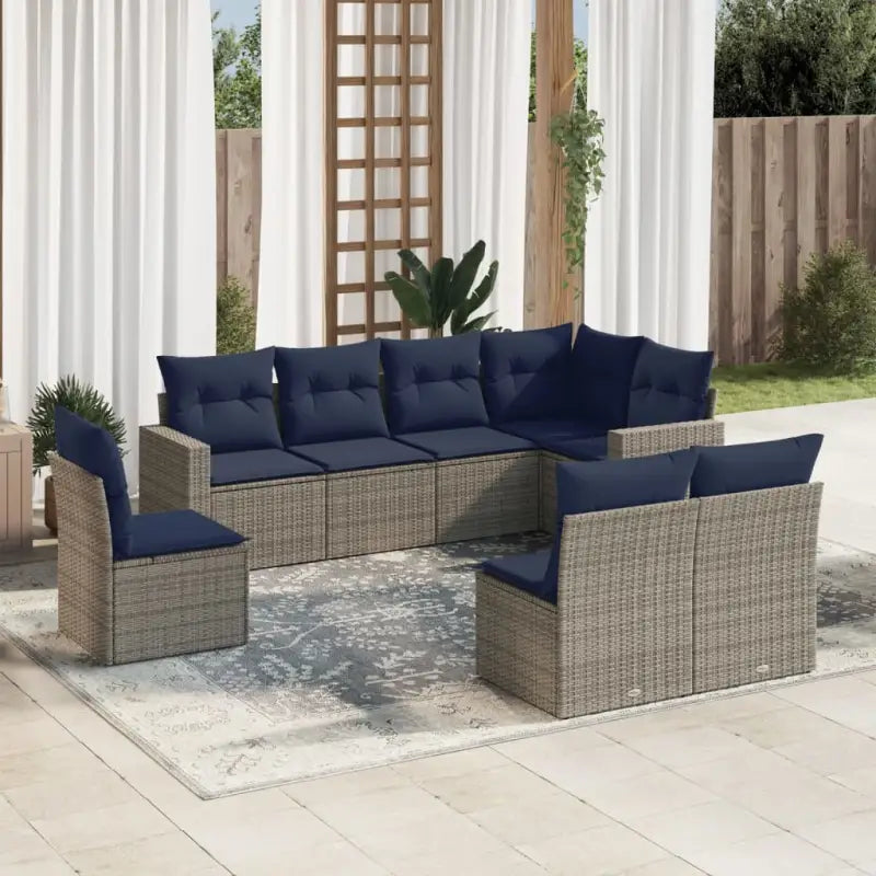 Zwart materiaal loungeset met gepoedercoat staal voor buiten genoten - Beige en grijs / Zonder tafel - Tuinsets