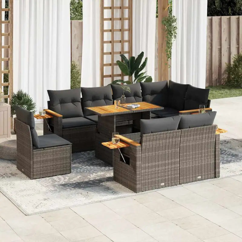 Zwart materiaal loungeset met gepoedercoat staal voor buitencomfort - Grijs / met opbergruimte - Tuinsets