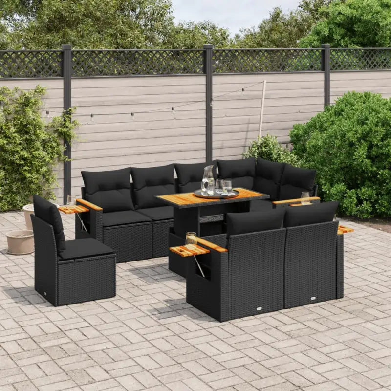 Zwart materiaal loungeset met gepoedercoat staal voor buitencomfort - Zwart / zonder opbergruimte - Tuinsets