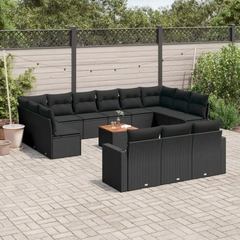 Zwart materiaal loungeset met gepoedercoat staal voor buitencomfort - Zwart - Tuinsets