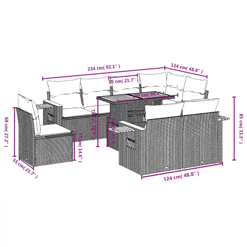 Zwart materiaal loungeset met gepoedercoat staal voor buitencomfort - Tuinsets