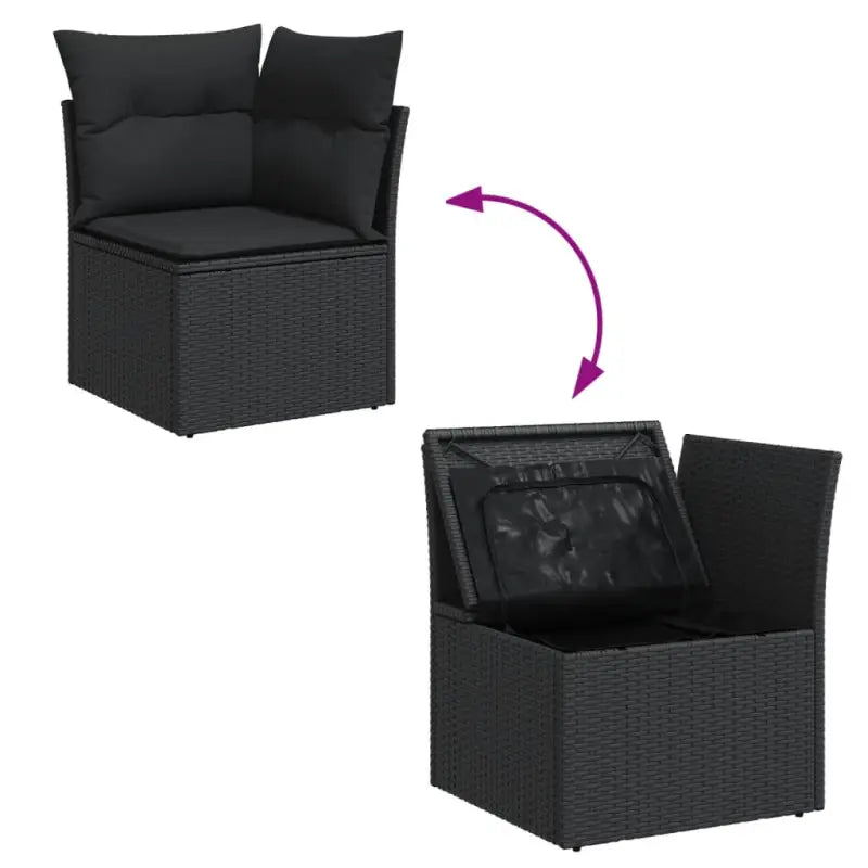 Zwart materiaal loungeset met gepoedercoat staal voor buitencomfort - Tuinsets