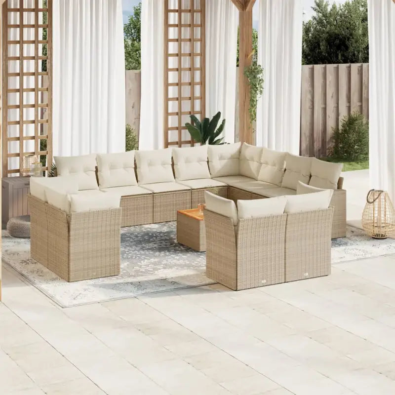 Zwart materiaal loungeset met gepoedercoat staal voor buitenplezier - beige en crèmekleurig - Tuinsets