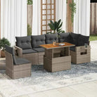 Zwart materiaal loungeset met gepoedercoat staal voor buitenplezier - grijs en donkergrijs / 3x hoek + Tafel + 3x