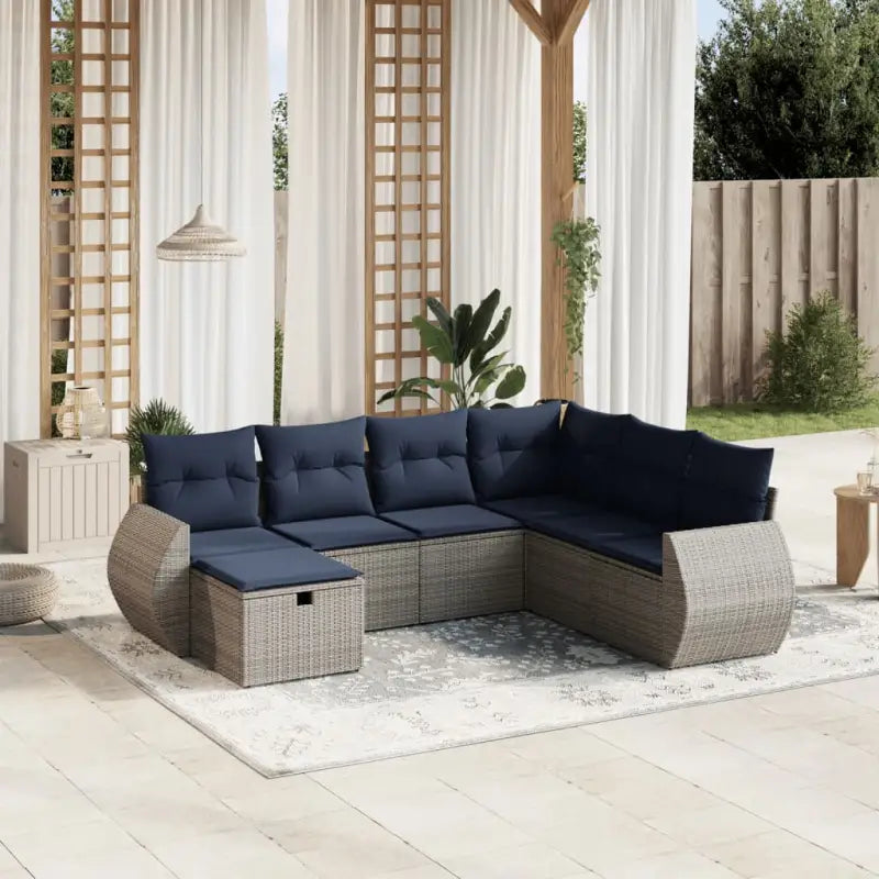 Zwart materiaal loungeset met gepoedercoat staal voor buitenplezier - Grijs en blauw / Zonder tafel - Tuinsets