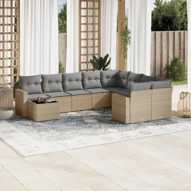 Zwart materiaal loungeset met gepoedercoat staal voor buitenplezier - Beige en grijs - Tuinsets