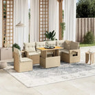 Zwart materiaal loungeset met gepoedercoat staal voor buitenplezier - beige en crèmekleurig / Tafel + 3x midden + 3x