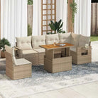 Zwart materiaal loungeset met gepoedercoat staal voor buitenplezier - beige en crèmekleurig / 3x hoek + Tafel + 3x